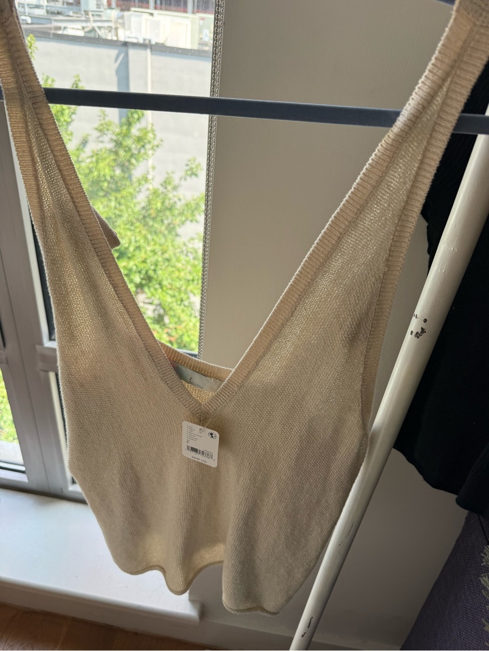 Free People Textured V-Neck Tank Sweater in Cream - Picture 2 of 4